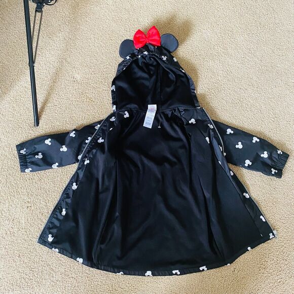 DISNEY Jacket Girls 4T Black Hooded Lightweight‎ Zip Up Red Bow Minnie Mouse - Picture 5 of 7